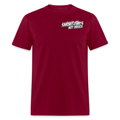 Smoke Tires Not Drugs Event Tee (2024) - burgundy