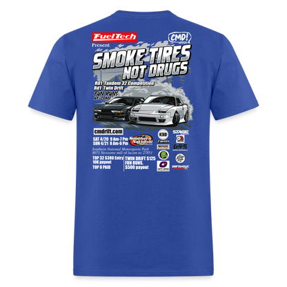 Smoke Tires Not Drugs Event Tee (2024) - royal blue
