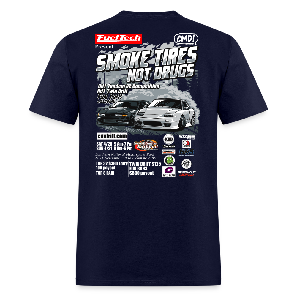 Smoke Tires Not Drugs Event Tee (2024) - navy