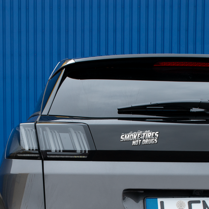 Smoke Tires Not Drugs Bumper Sticker - white matte